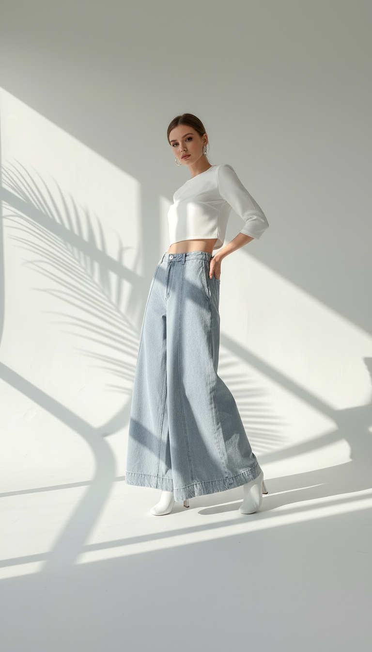 بنطلون جينز واسع