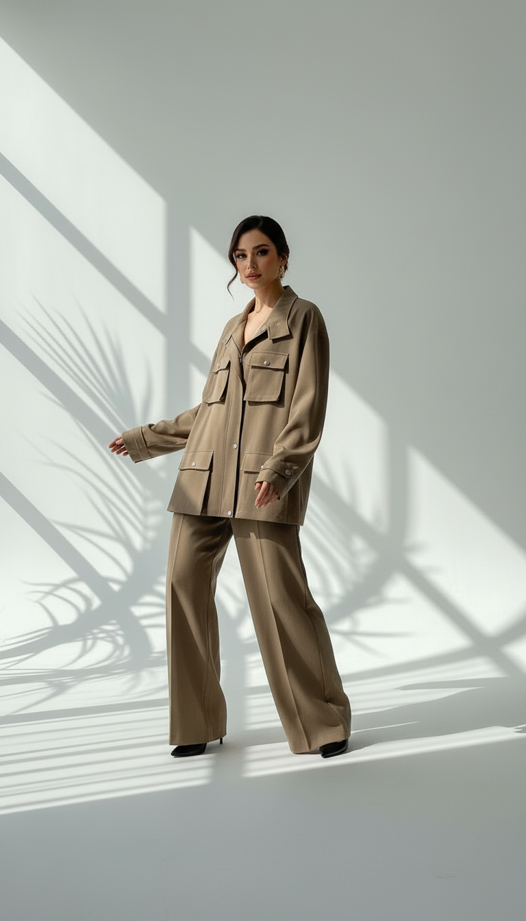 بدلة نسائي بجيوب كبيرة