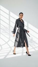 معطف كلاسيكي طويل بحزام ربط