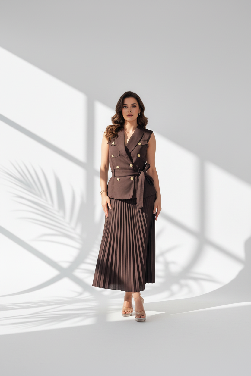 بدلة نسائي تنورة مكسرة