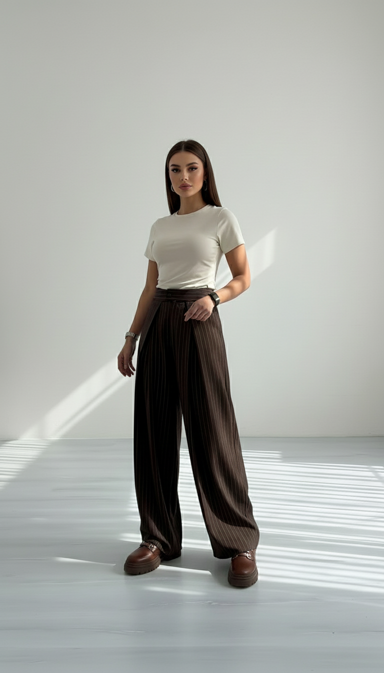 بنطلون نسائي مقلم