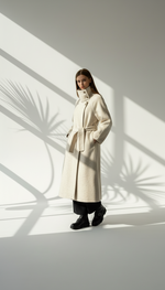 معطف طويل راقٍ بياقة عالية