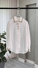 قميص لينن بياقة مطرزة