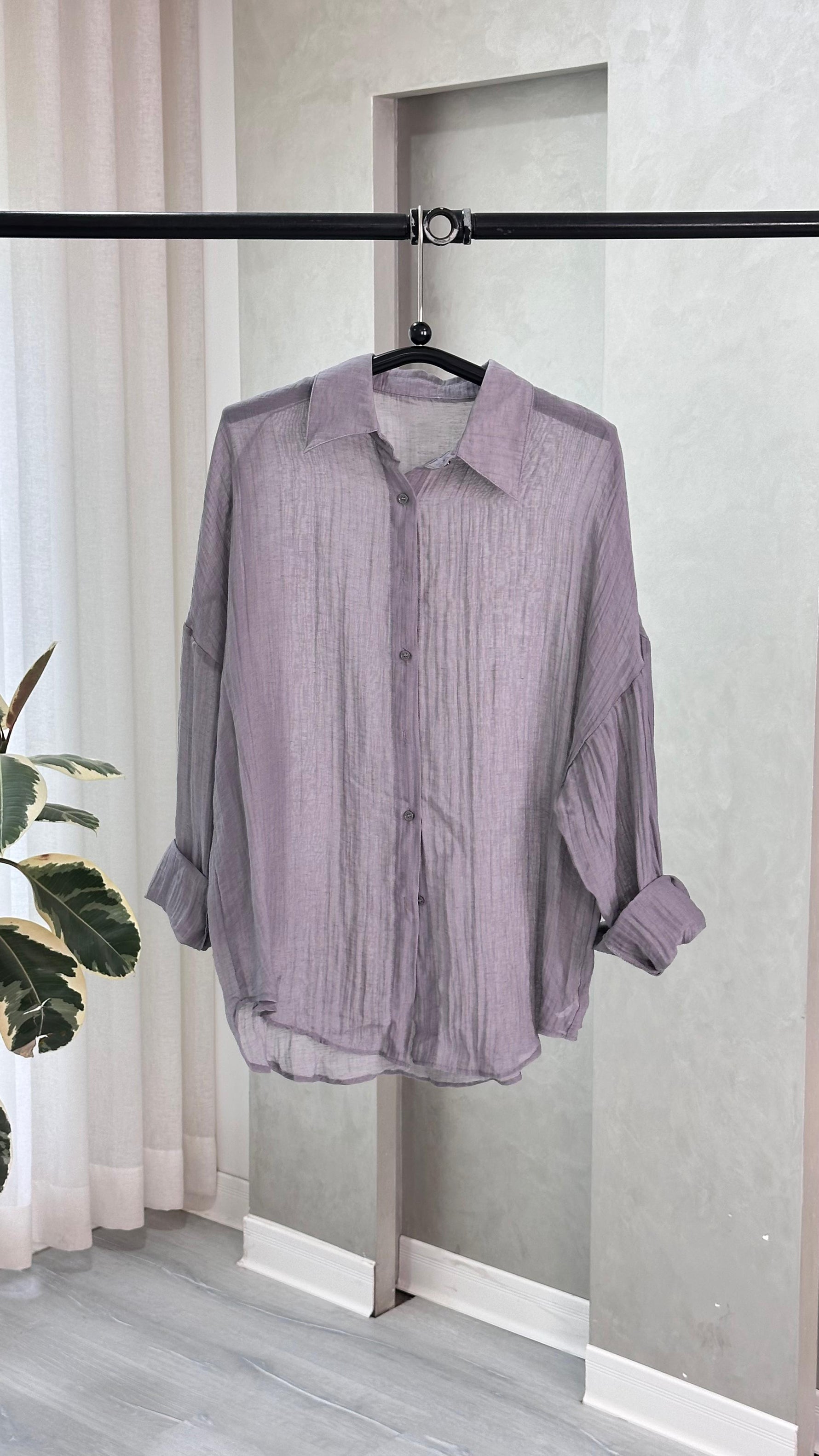 قميص لينن باكمام طويلة