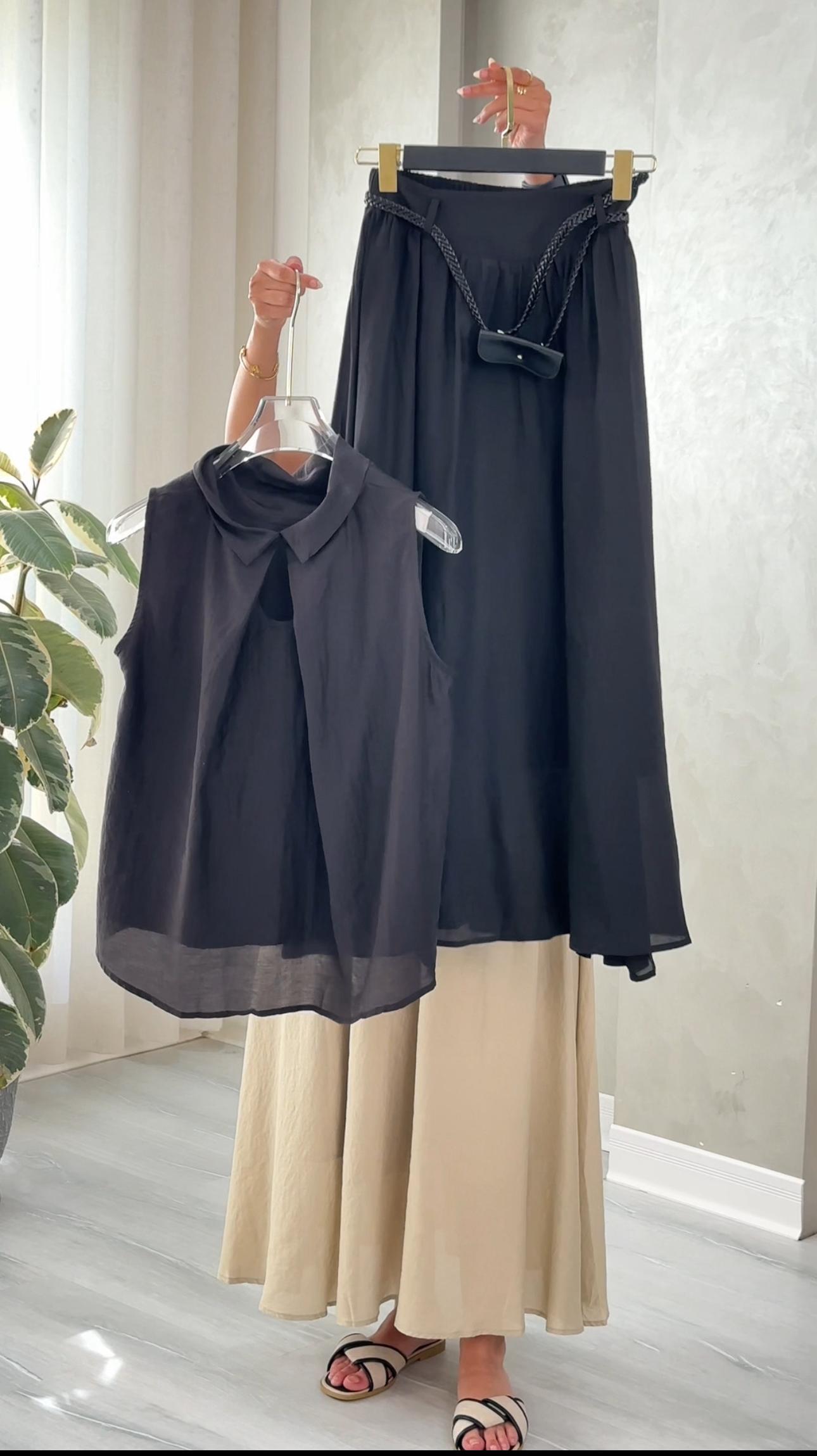 بدلة توب منسدل وتنورة