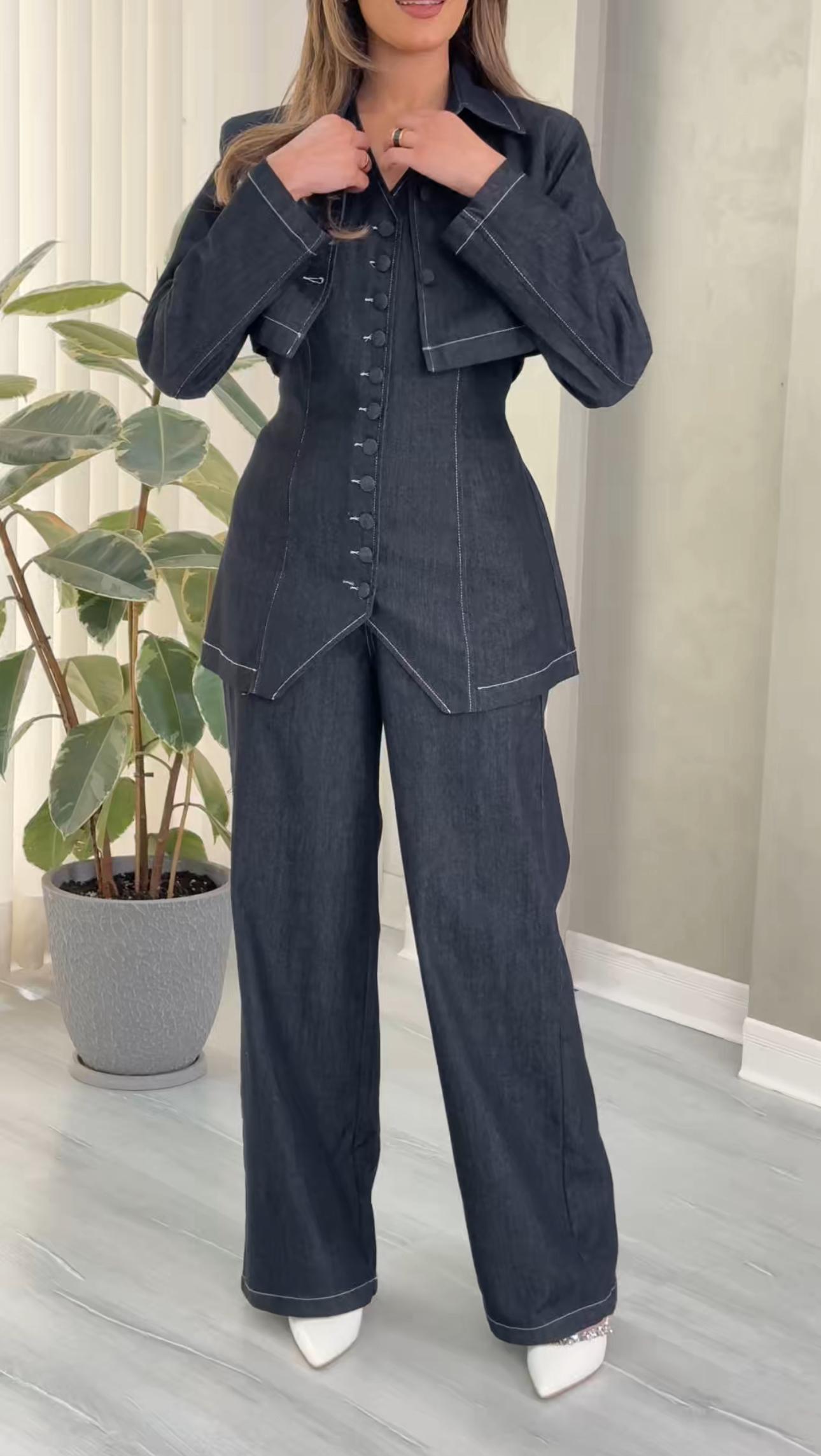 بدلة 3 قطع جينز