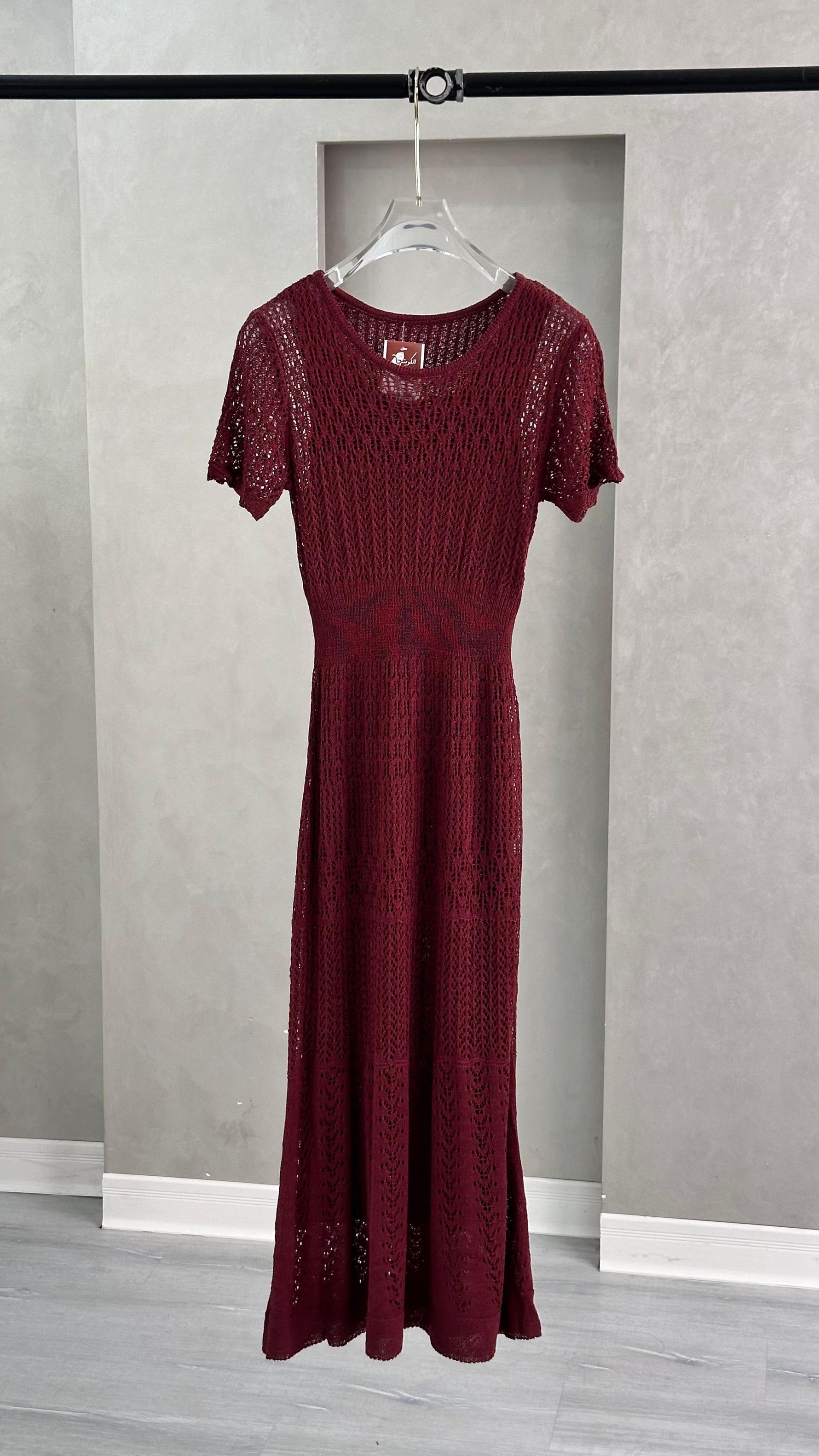 فستان شبك نص كم