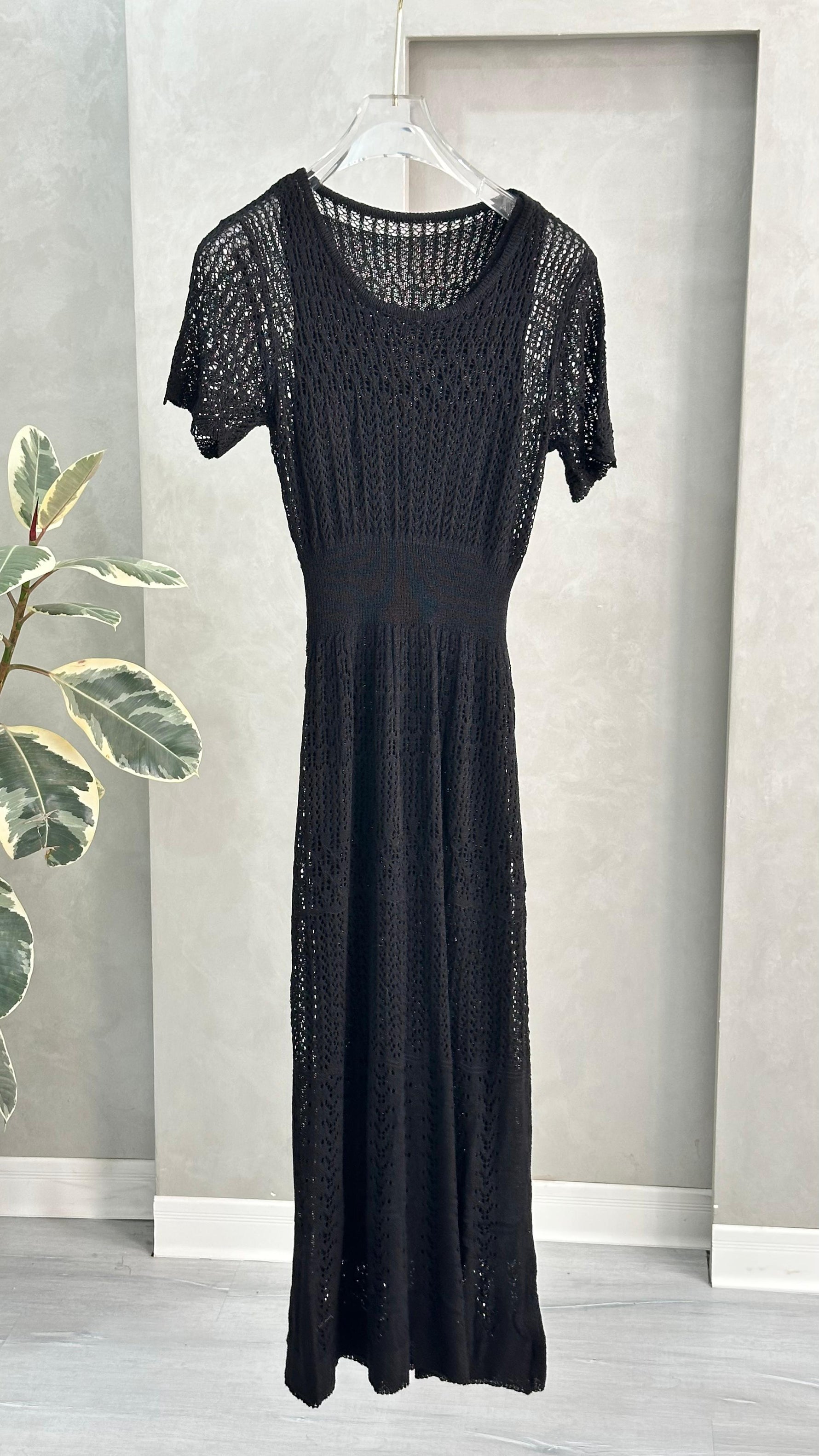 فستان شبك نص كم