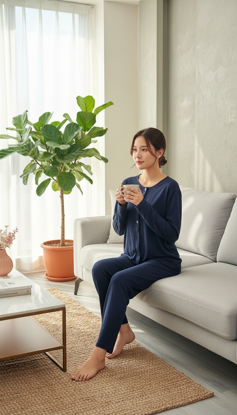 بيجامة نسائي بنطلون عريض