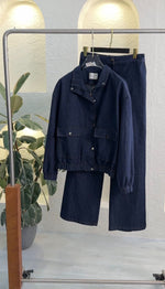 بدلة جينز بجاكيت مزموم الاسفل