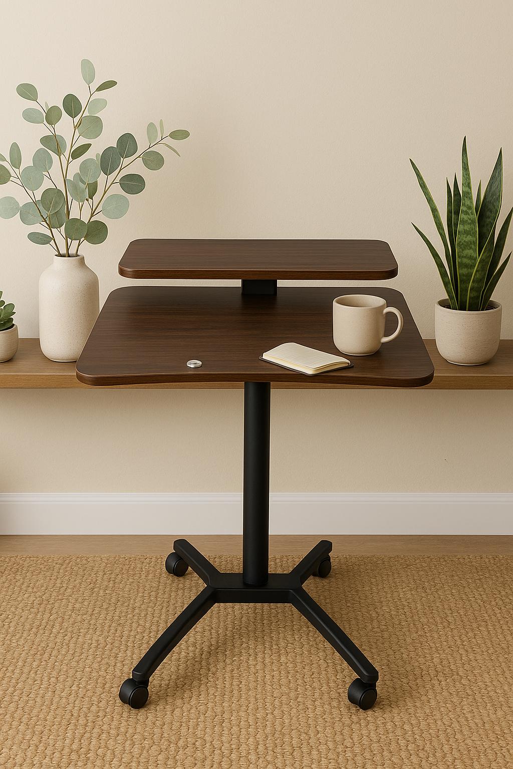 طاولة كمبيوتر خشبية متحركة