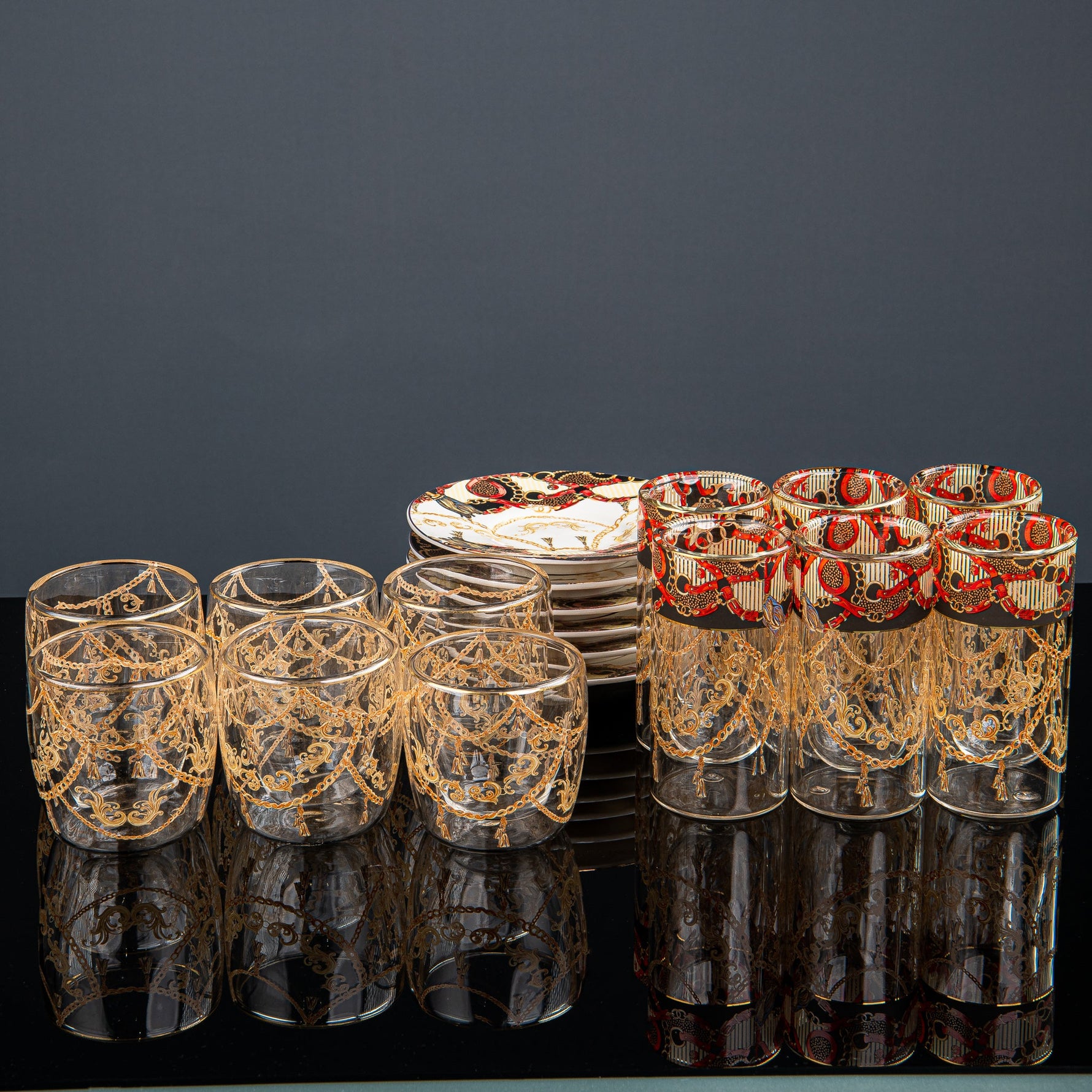 طقم استكانه وفنجان دبل 18 ق