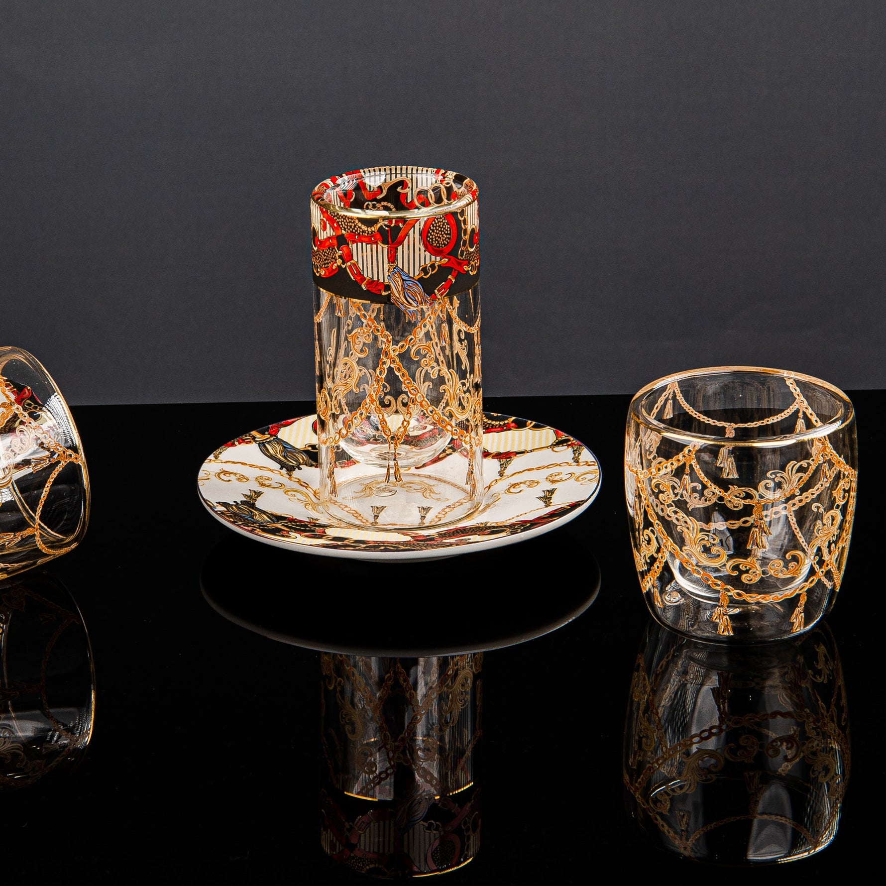 طقم استكانه وفنجان دبل 18 ق