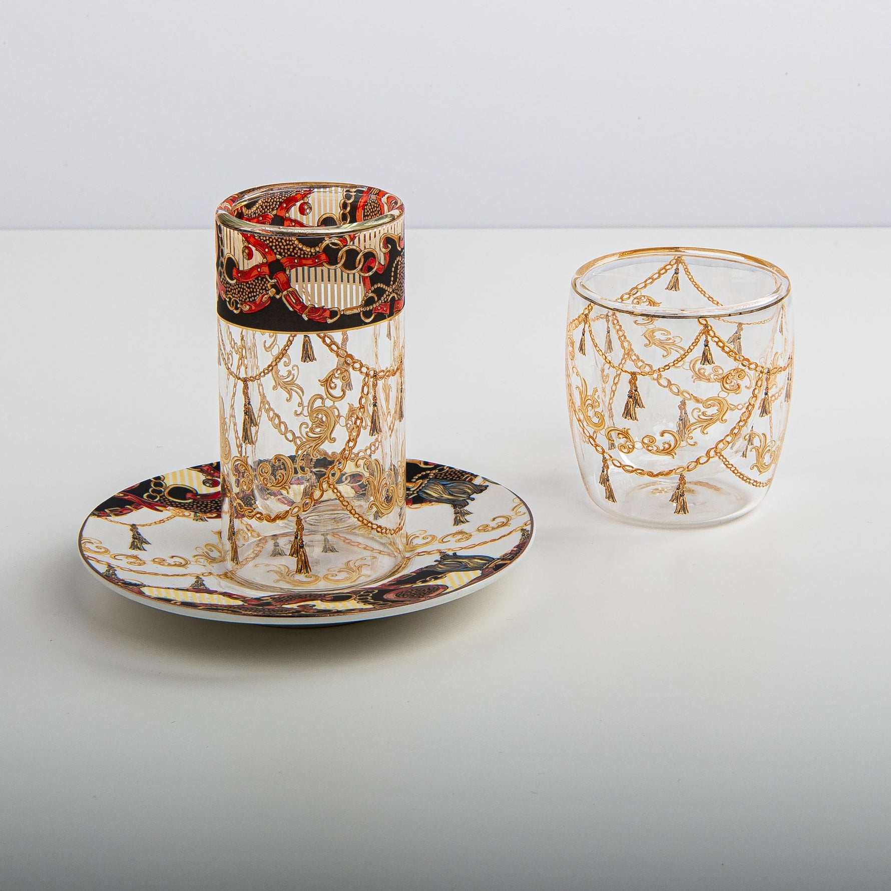 طقم استكانه وفنجان دبل 18 ق