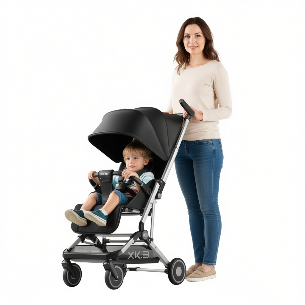 عربة أطفال خفيفة الوزن بمظلة كبيرة