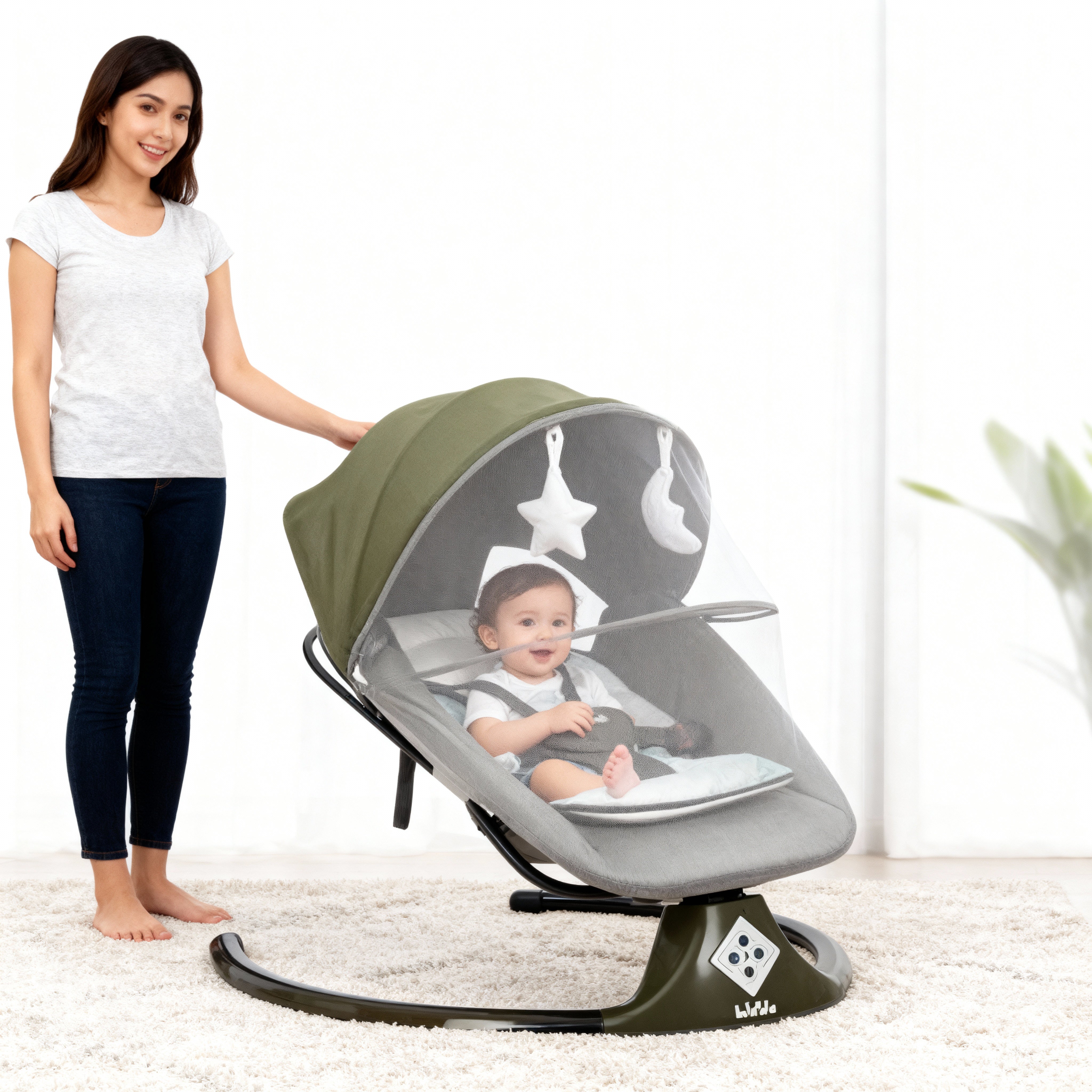 كرسي هزاز  بمظلة وشبكة واقية