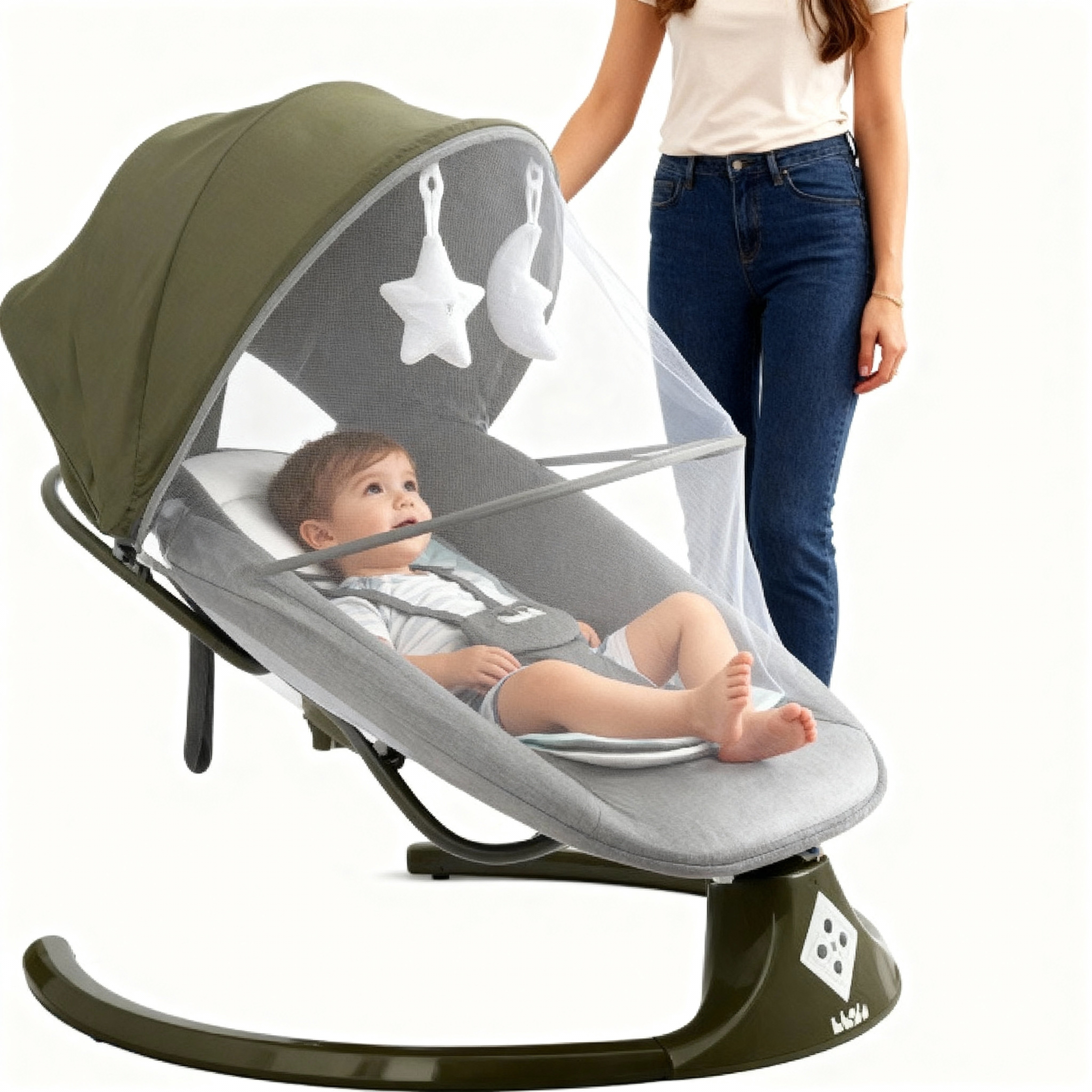 كرسي هزاز  بمظلة وشبكة واقية