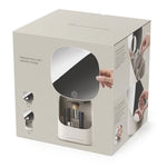 مرآة مضيئة مع منظم مستحضرات تجميل