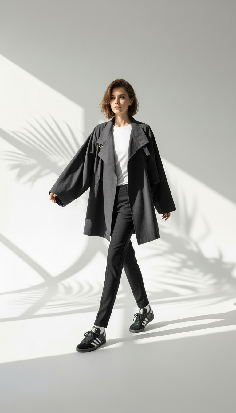 جاكيت نسائي عريض باكمام منفوخة