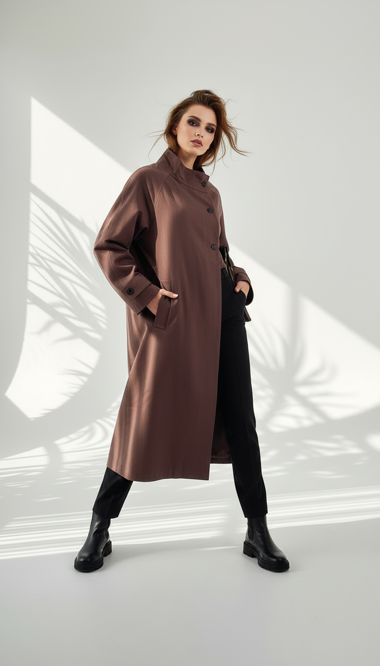 جاكيت نسائي طويل بياقة