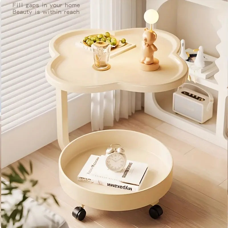 طاولة قهوة جانبية متحركة بعجلات