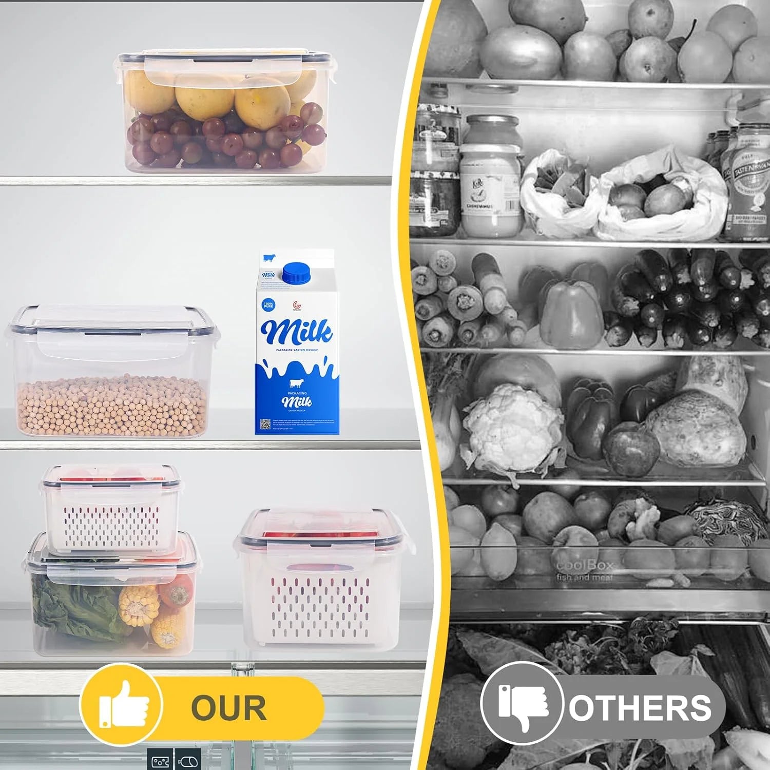 طقم صناديق ثلاجة للتخزين 9 قطعة