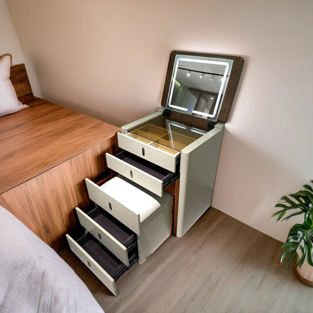 طاولة زينة مع مرآة مضيئة