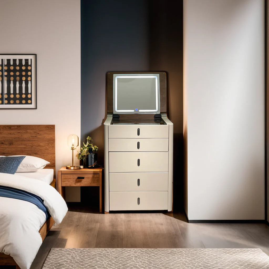 طاولة زينة مع مرآة مضيئة