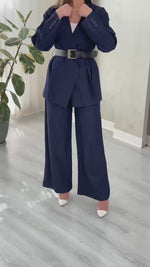 بدلة نسائي حزام متباين