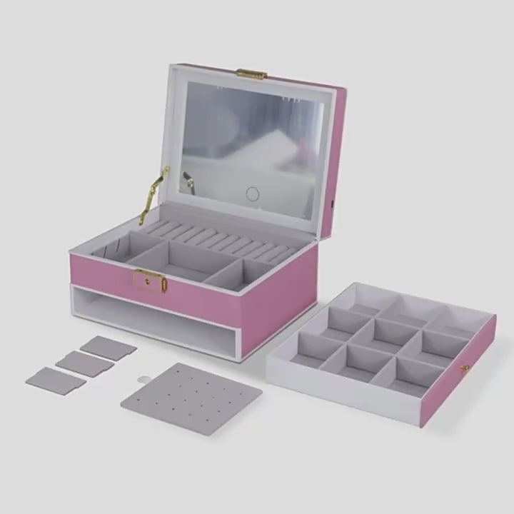 صندوق مجوهرات نسائي 2 طبقة