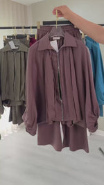 بدلة نسائي اكمام منفوخة