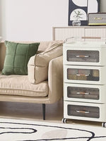 طاولة جانبية بلاستيكية حديثة باللون البني مع أبواب شفافة ودرج بلاستيكي مرن