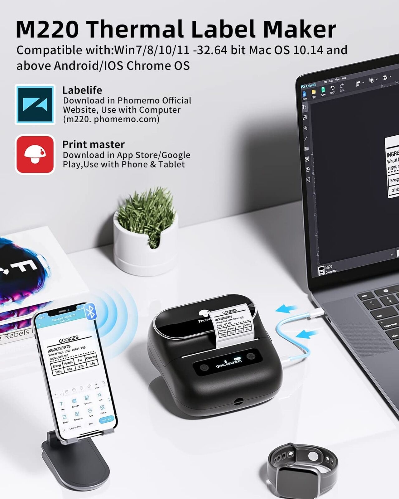 صانع ملصقات الطابعة Phomemo M220