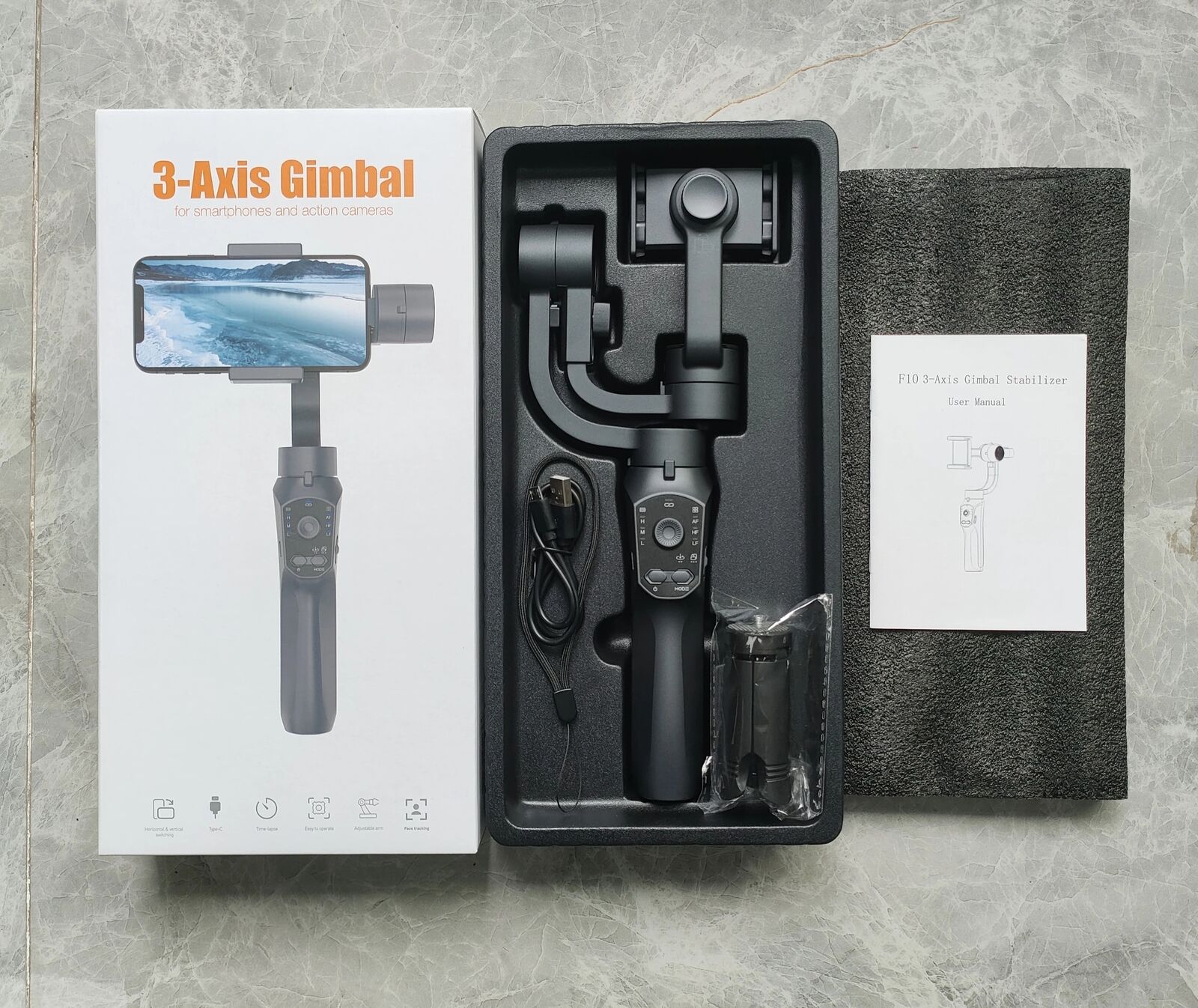 F10 3-Axis Gimbal عصا التصوير اللاسلكي